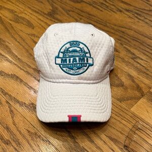 New Era White Miami Embroidered Baseball Cap with Teal Logo